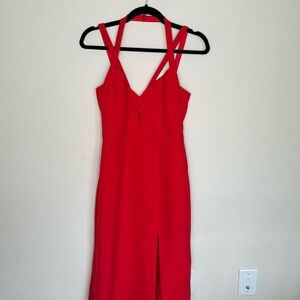 BCBG Maxazria formal red keyhole dress